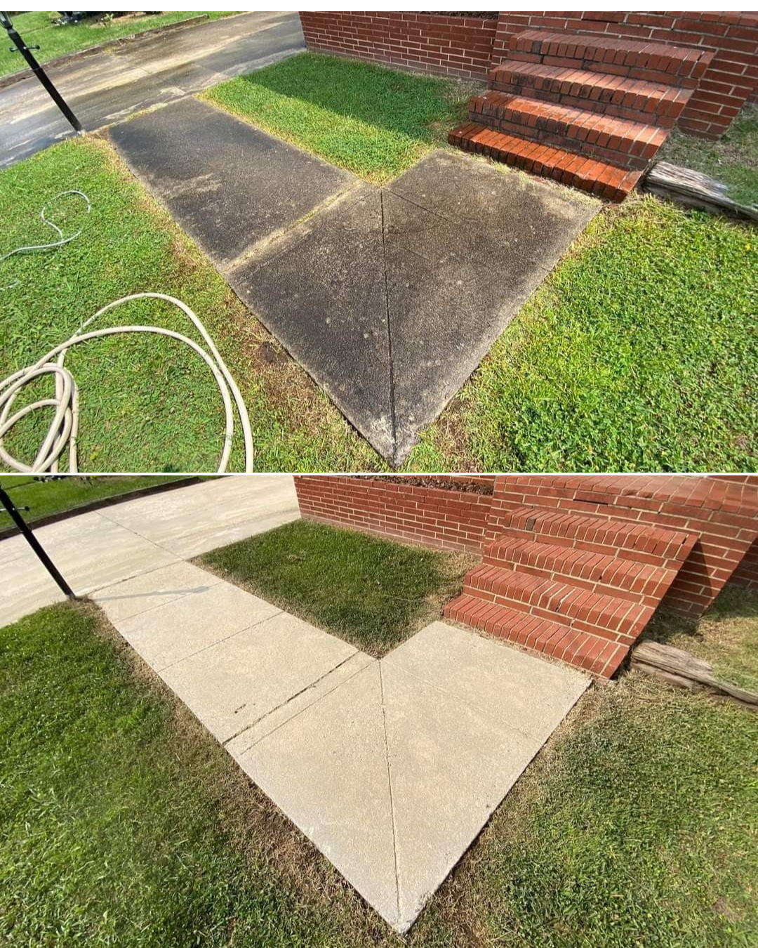 Before and after house washing showing dramatic improvement in Evansville